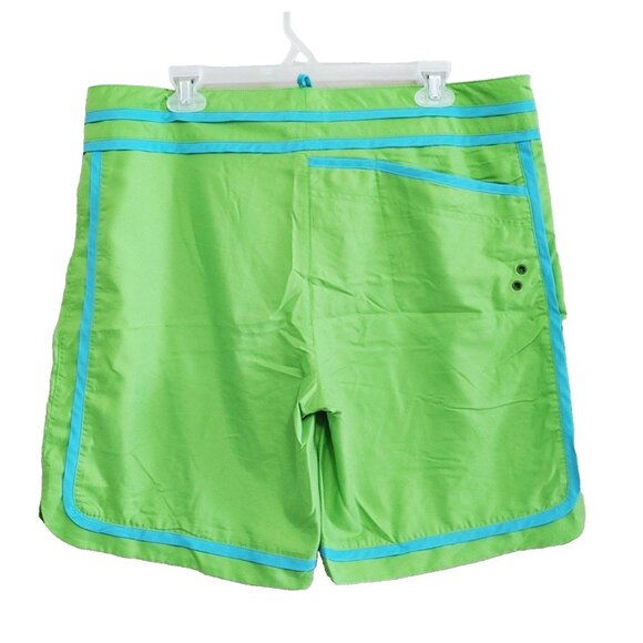 Athleta Board Shorts Size 14 Green Blue Scroll Detail Swim Surf Coverup - Picture 3 of 3